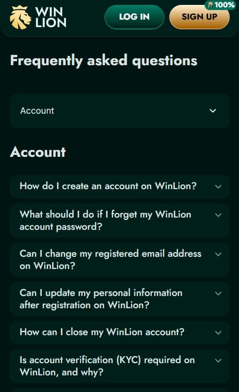 WinLion frequently asked questions