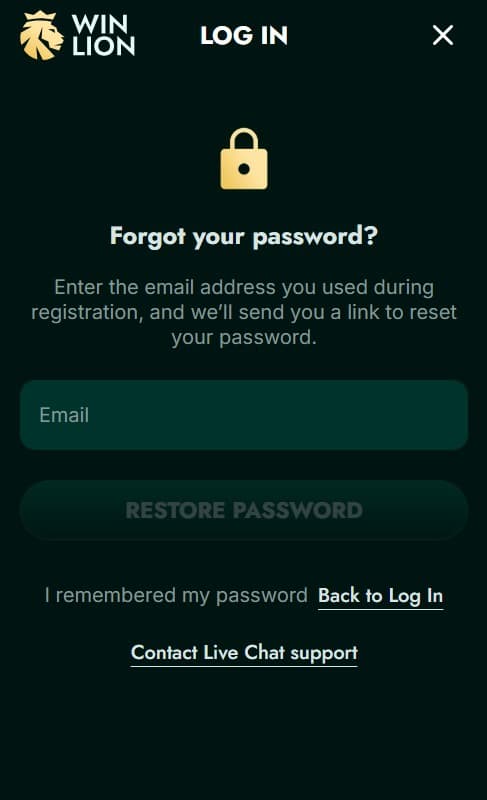 WinLion forgot password